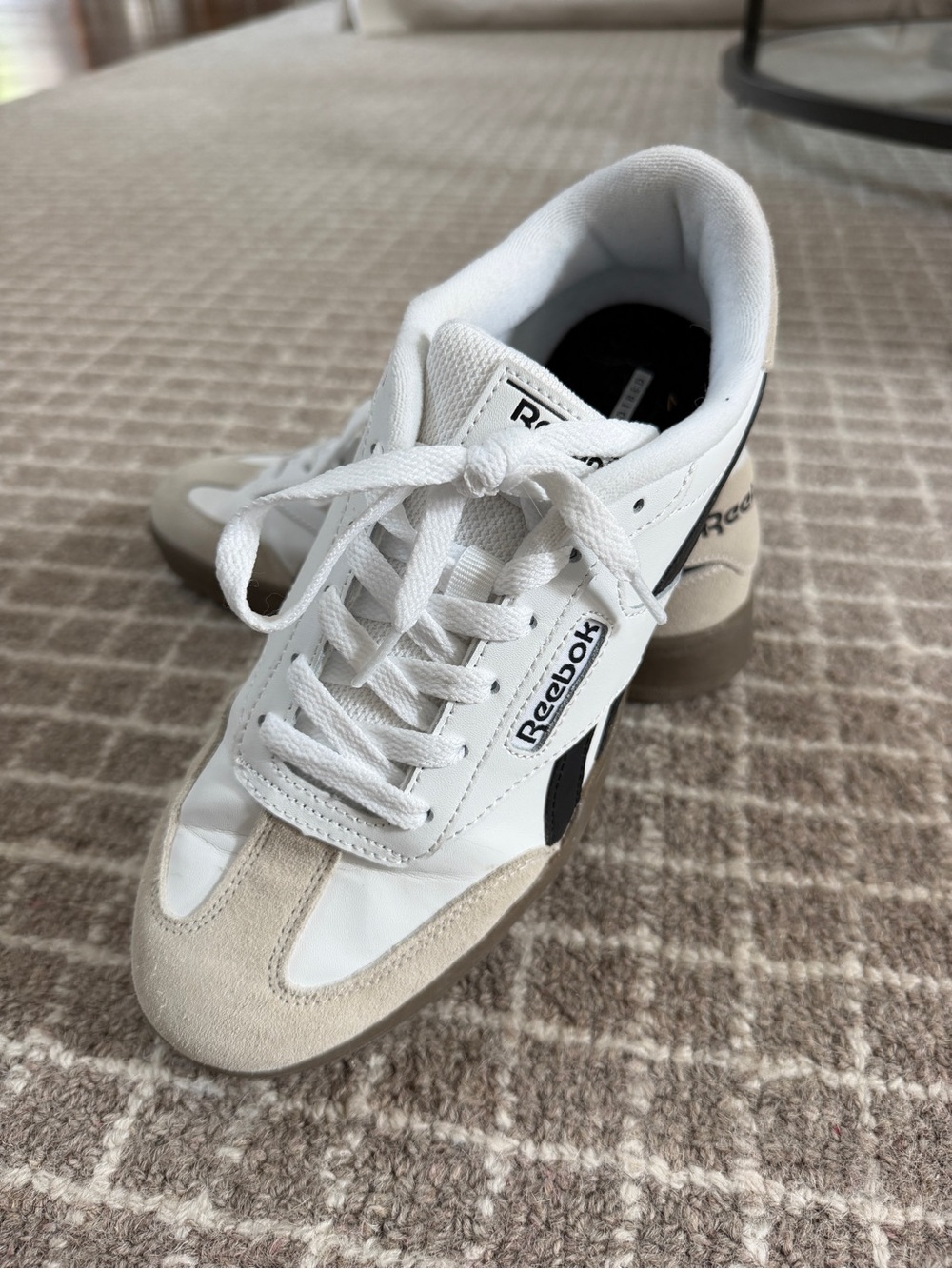 Reebok White, Black & Beige Classic Retro Sneaker